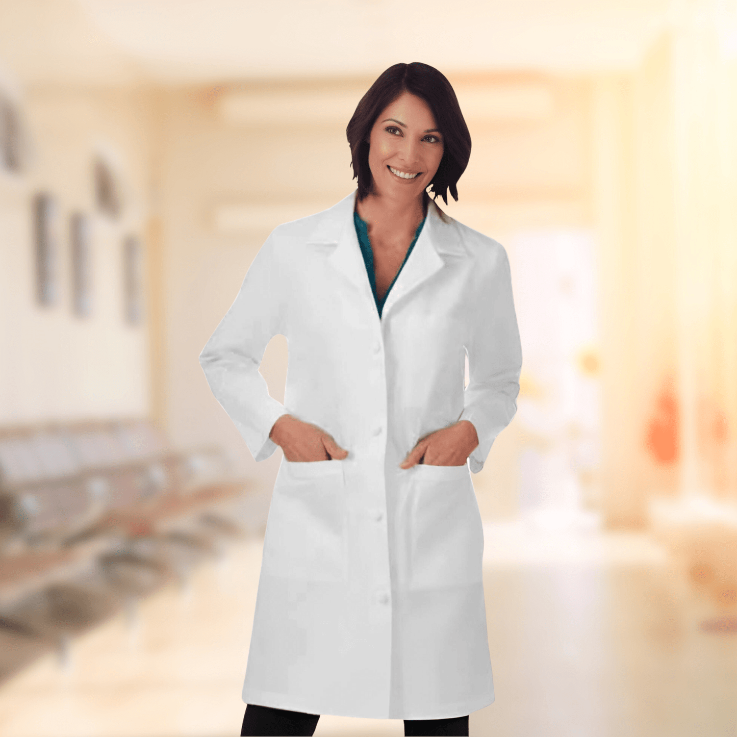 Meta 763 Women's 38" Knot Button iPad Lab Coat