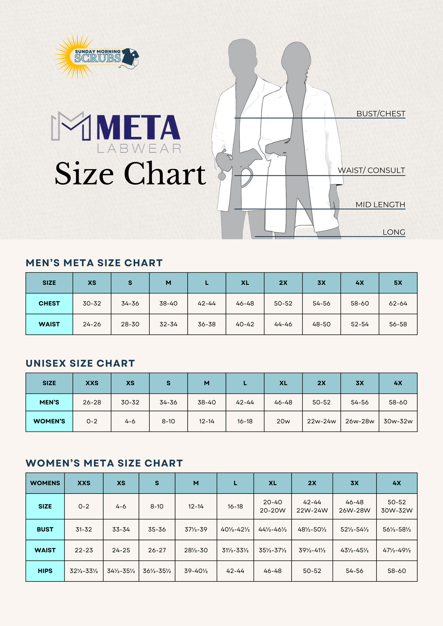 Meta Size Chart